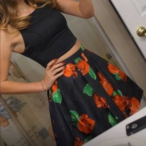 Two piece rose homecoming dress